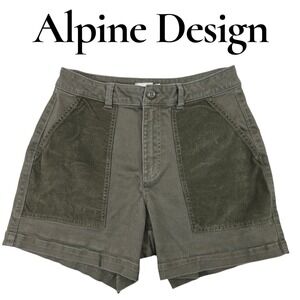 Alpine Design Womens Olive Green Corduroy Patch Utility Shorts ADW24806 Size 6